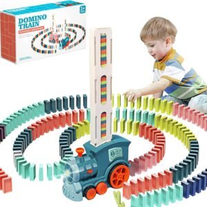Domino Train Automatic Placement Toy Set – Educational Creative Building Game for Kids
